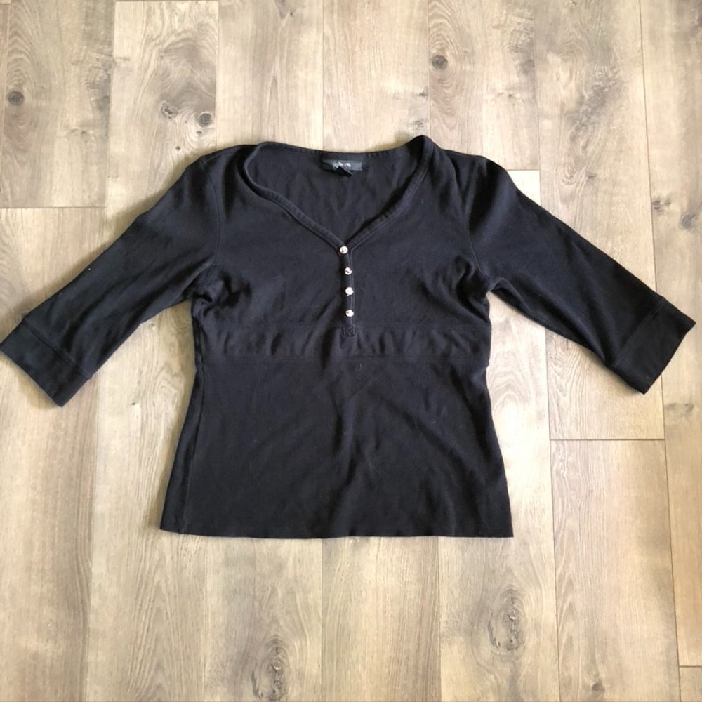 Style Co Black Button Blouse Size: L